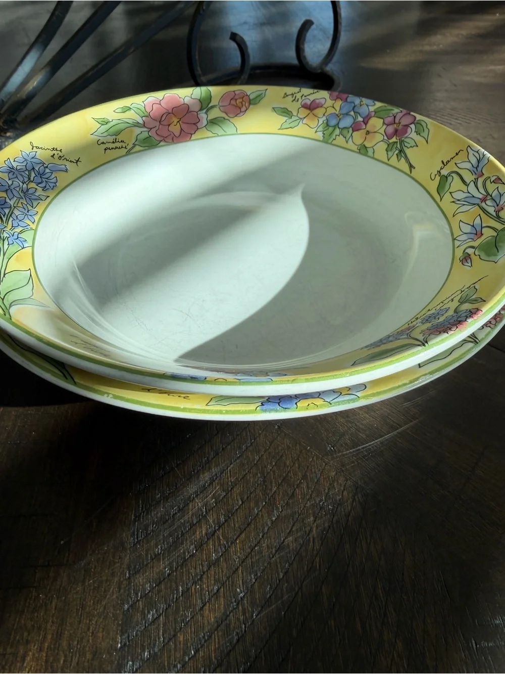 Yellow Floral Ceramic Serving Bowls - Set of 2